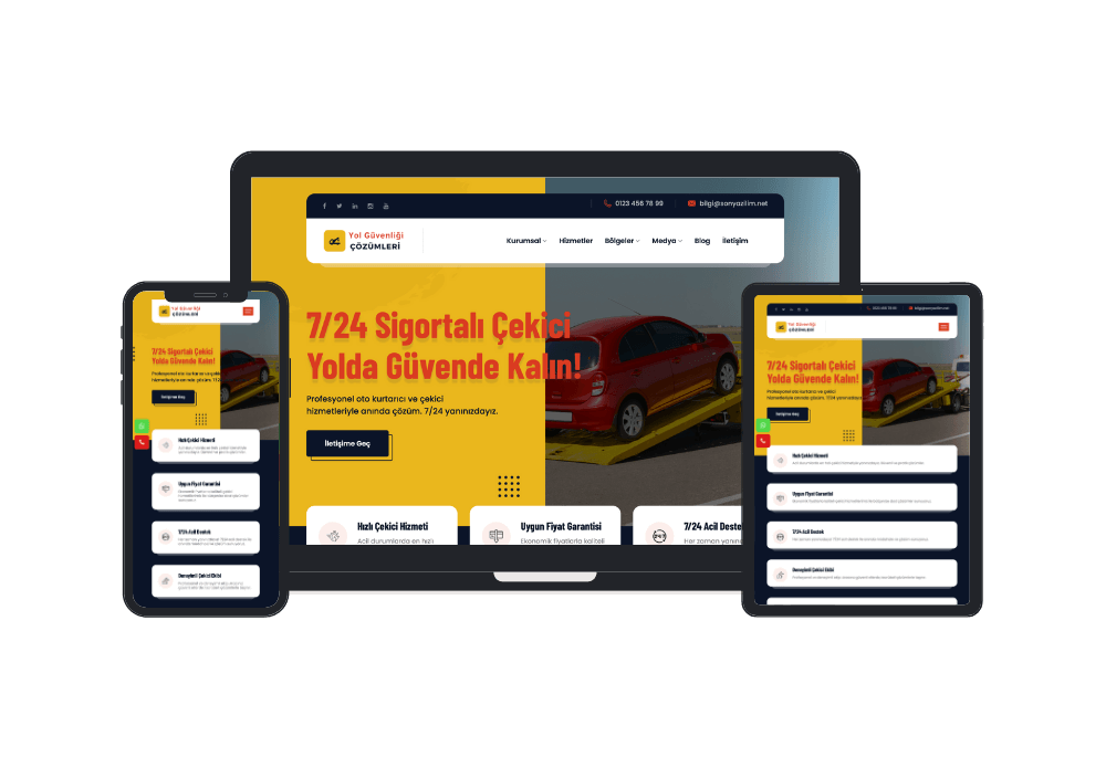 Çekici ve Oto Kurtarıcı Hazır Web Tasarım 